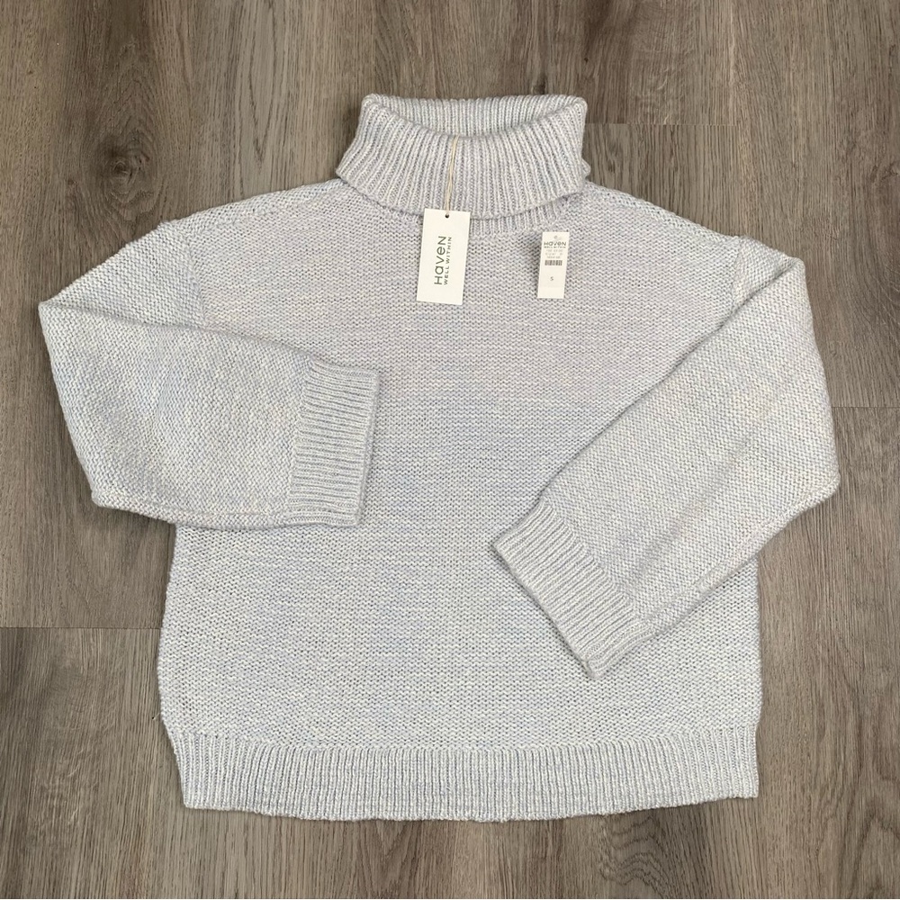 New Haven Well Within Sweater Women's Size S Grey Cable Chunky Knit Turtleneck